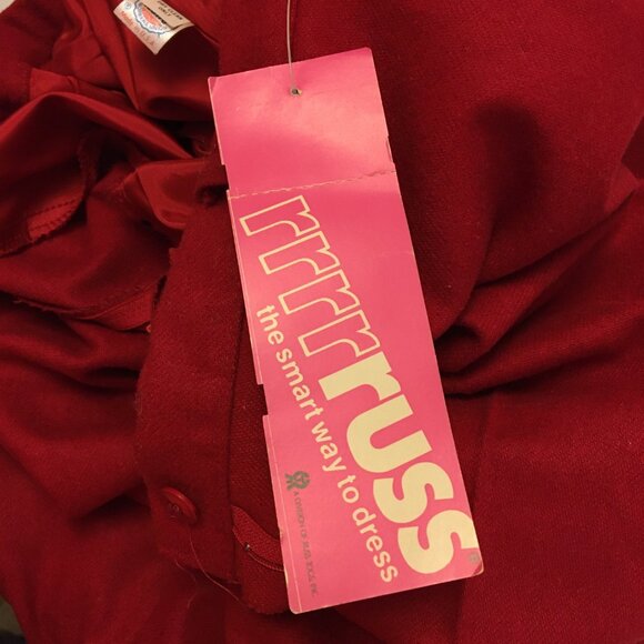 Vintage 70s 80s NWT RUSS Red Dress Pants High Waist Mom Grandma ILGWU (IB) - Picture 15 of 16